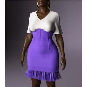 Hanifa Essentials Nina Corset Skirt Lavender Purple Fringe 1XL